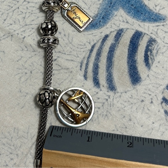 Brighton Beverly Glam Charm Bracelet 2 Travel Charms 5 Spacers Silver Plated - Picture 6 of 8